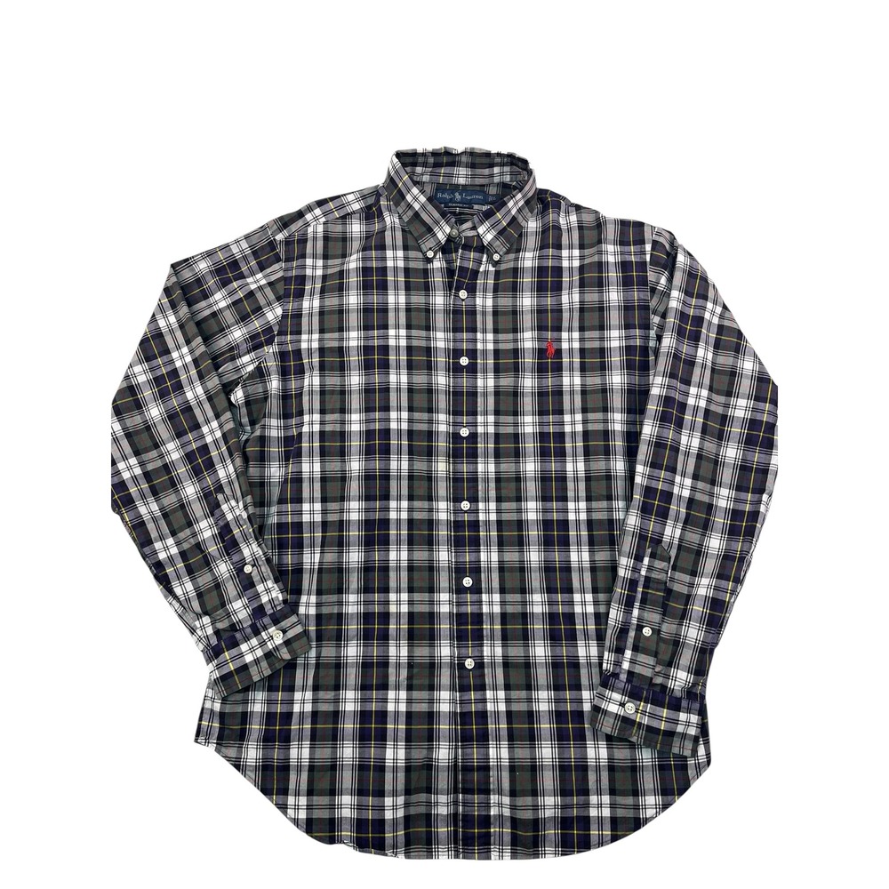 Ralph Lauren Classic Fit Plaid Button Down Shirt Long Sleeve Red Pony Logo Men L